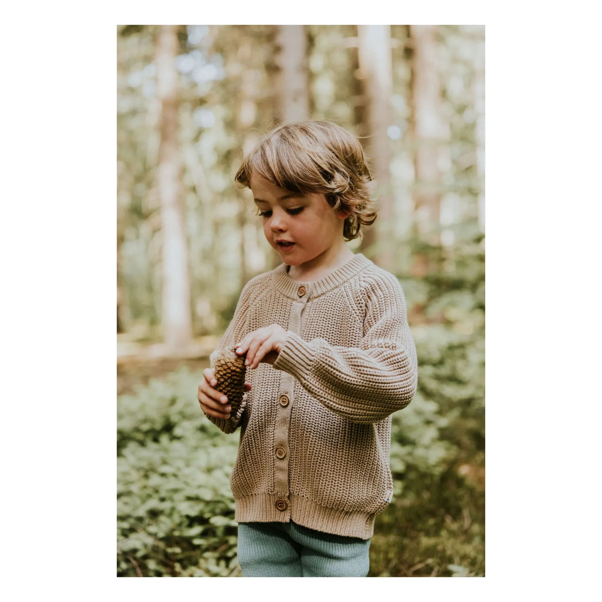 Yuki - Organic Cotton Raglan Cardigan | Beige