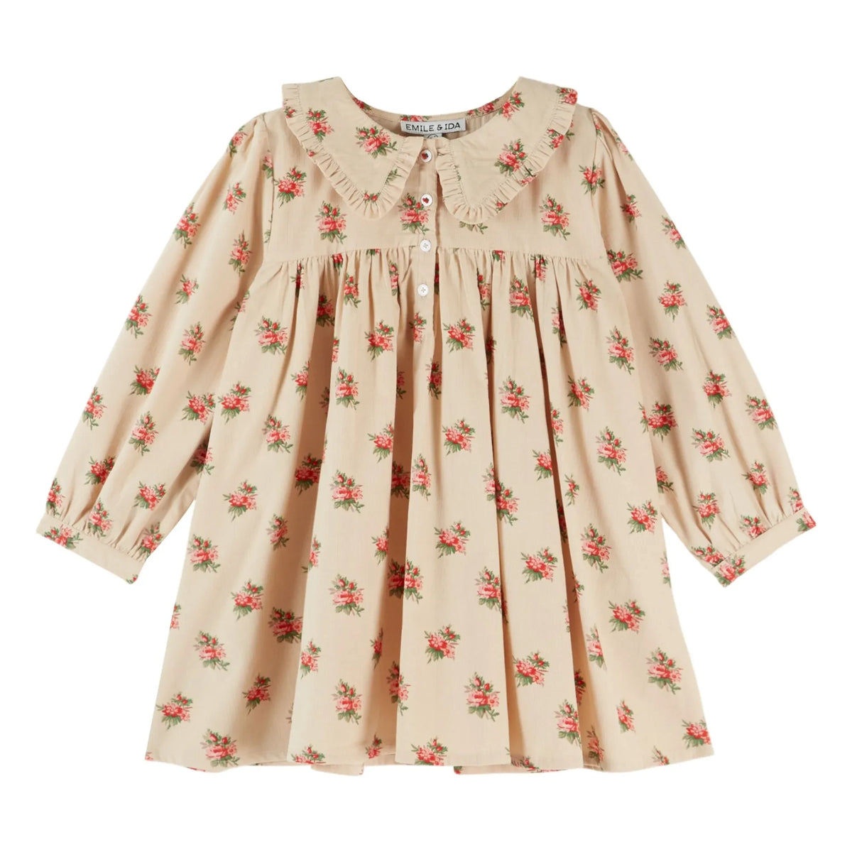 Emile et Ida - Loose floral-print dress | Ecru