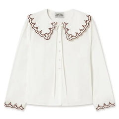 The Tiny Big Sister - Embroidered Cotton Blouse | White