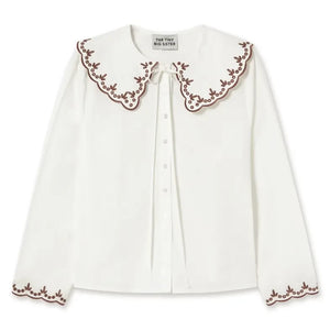 The Tiny Big Sister - Embroidered Cotton Blouse | White
