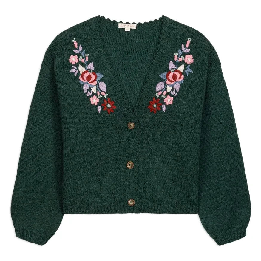 Louise Misha - Lunami Wool Cardigan | Forest Green