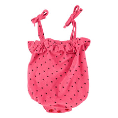Piupiuchick - Organic Cotton Heart-Print Romper | Fuchsia