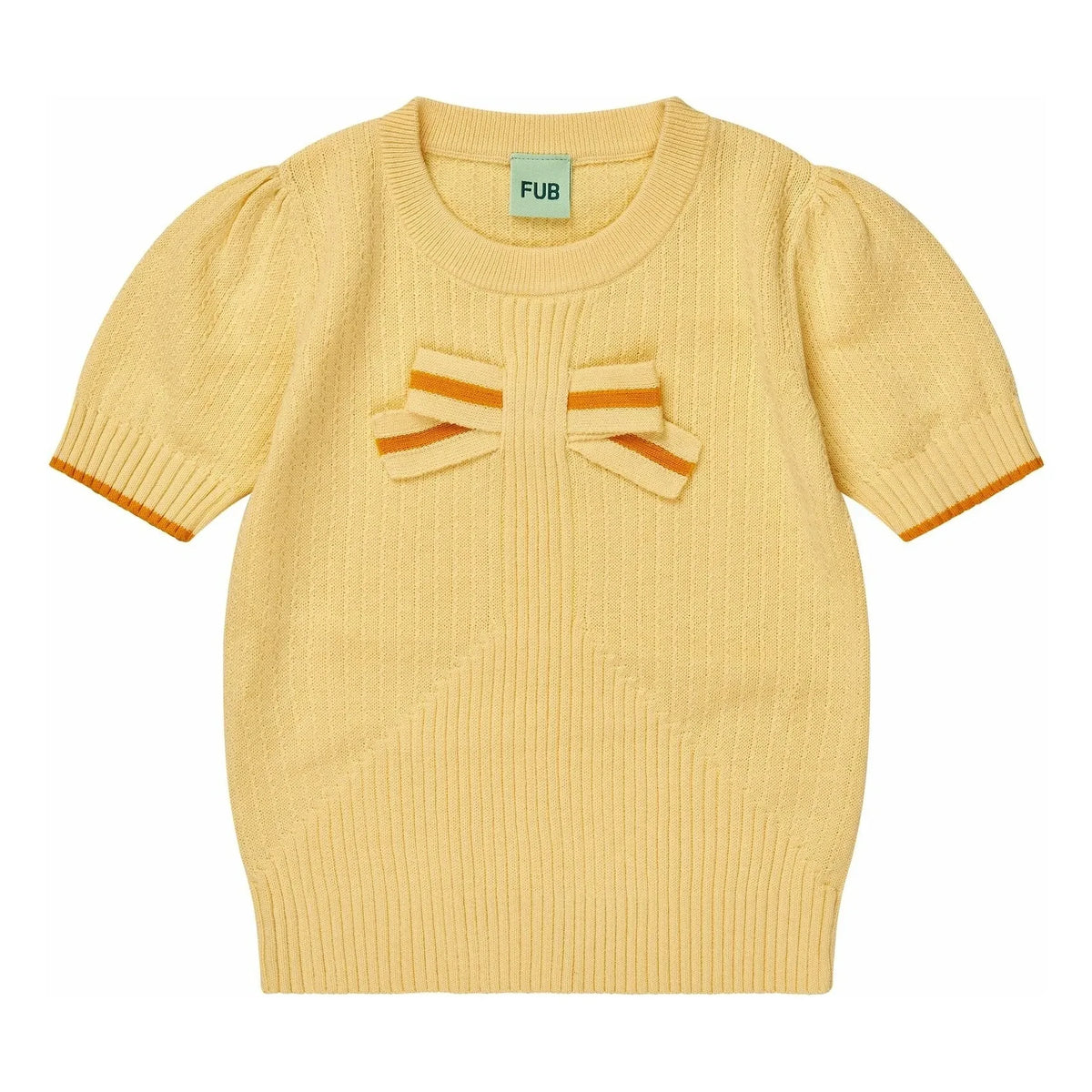 FUB - Organic Cotton Fine Knit T-Shirt with Drawstring Detail | Pale Yellow