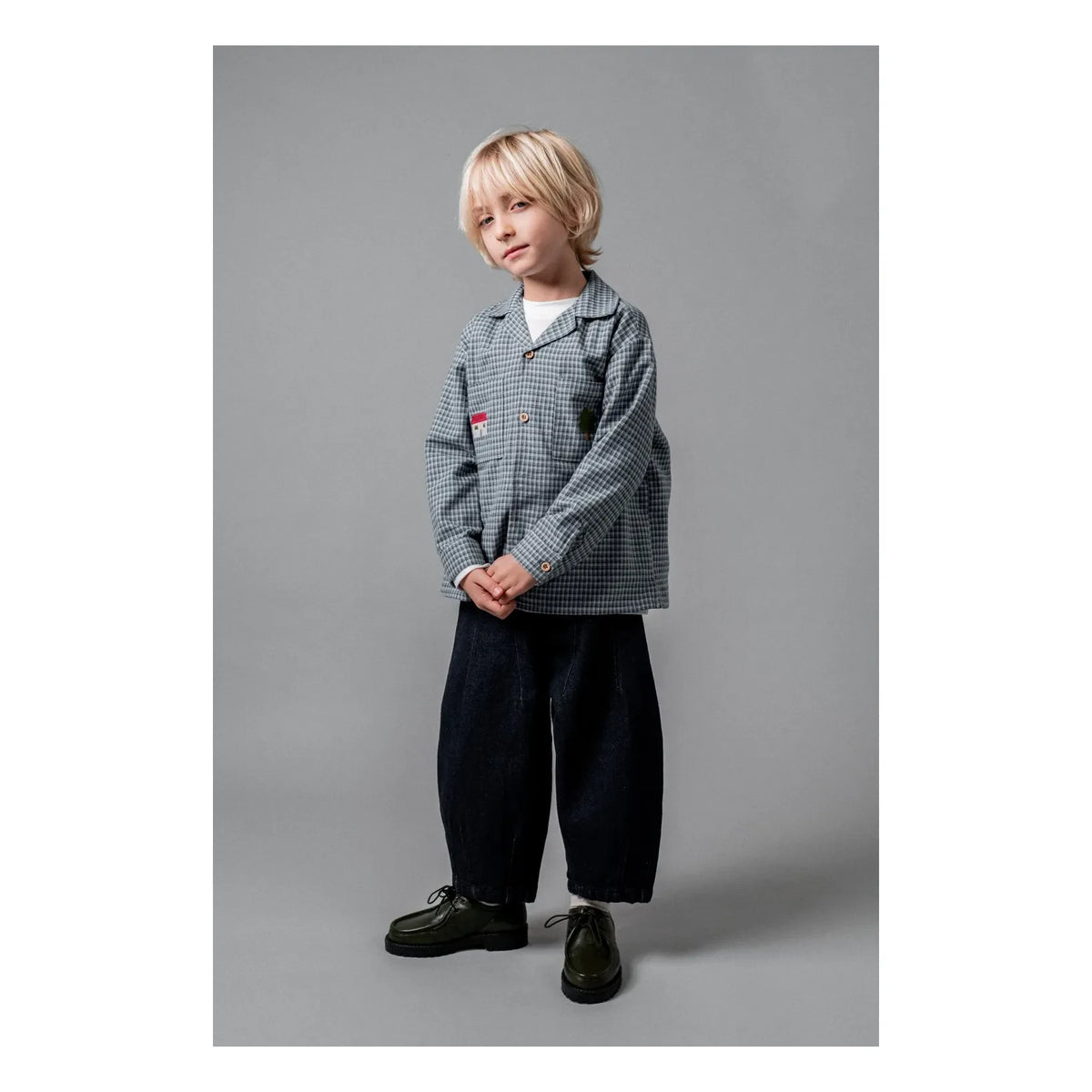 birinit - Striped Embroidered Pocket Organic Cotton Shirt | Indigo blue