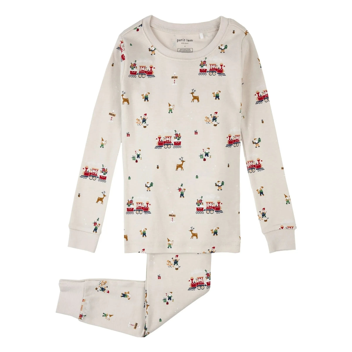 Petit Lem - Christmas Pajamas Organic Cotton | Beige