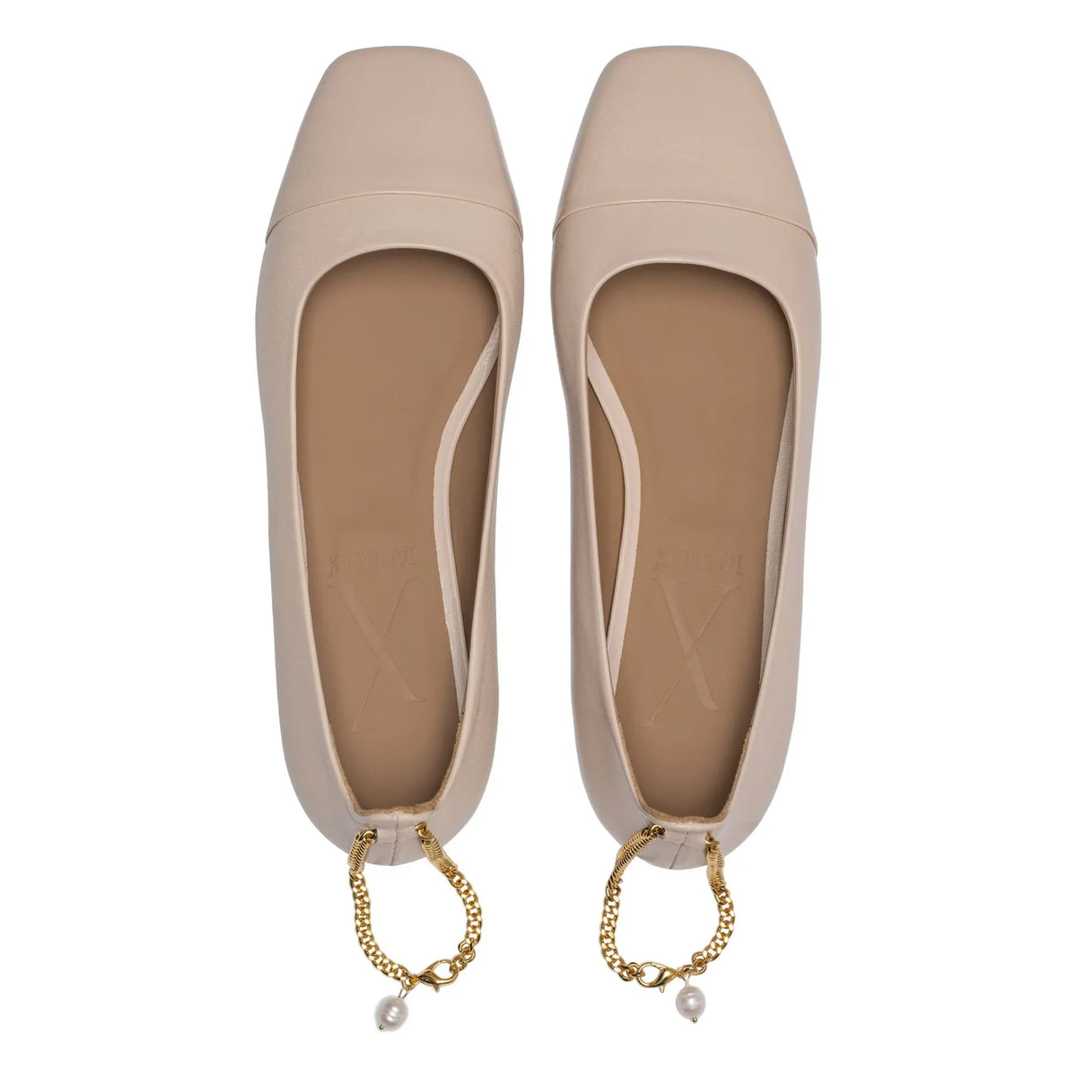 Lachoix - Nude Leather Ballerinas