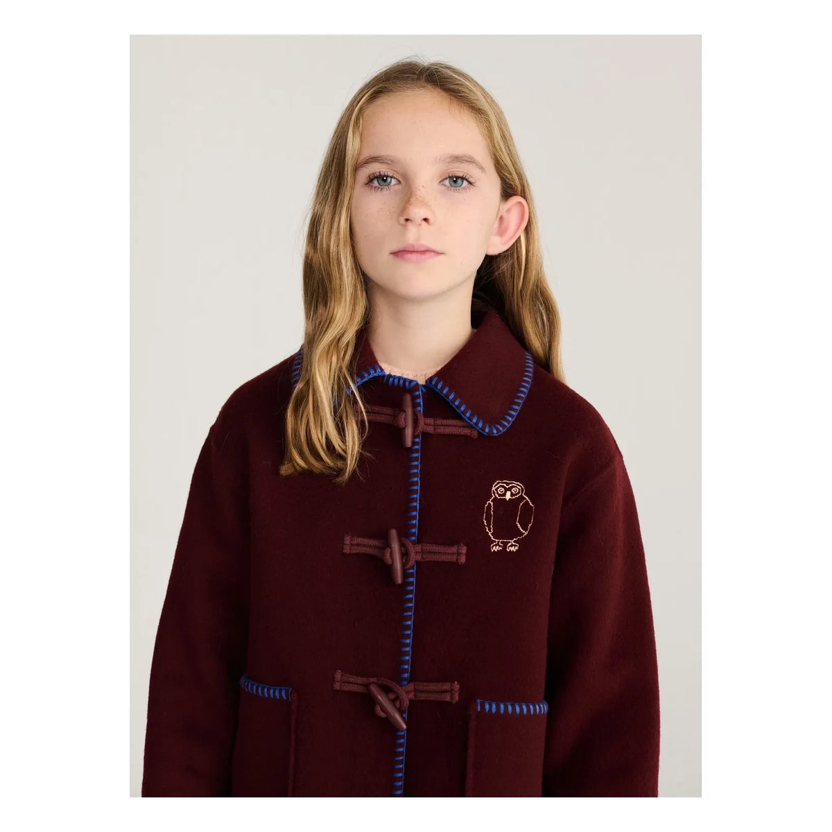 Bobo Choses - Wool Owl Coat | Burgundy