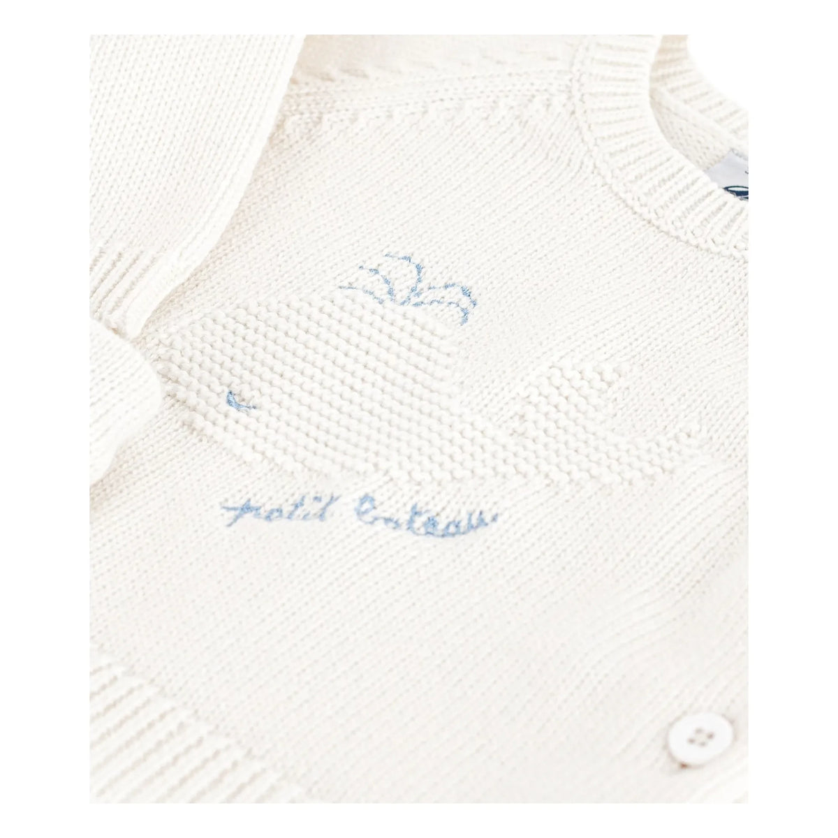 Petit Bateau - Whale Wool Sweater and Pants Set | White