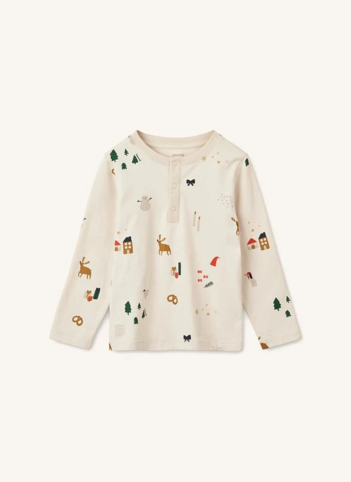 Liewood - Wilhelm Christmas Pajama Set Organic Cotton | Ecru