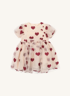 Konges Sløjd - Heart-Detail Recycled Fiber Tulle Dress | Ecru