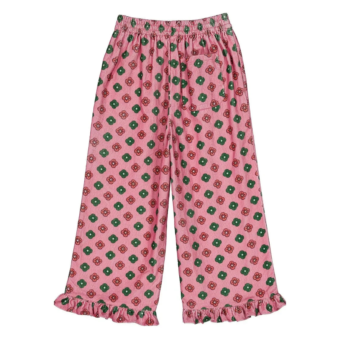 Hello Simone - Malika Flower Patterned Ribbed Velvet Pants | Pink