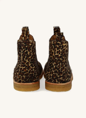 Angulus - Leopard-Print Pony Fur Chelsea Boots | Brown