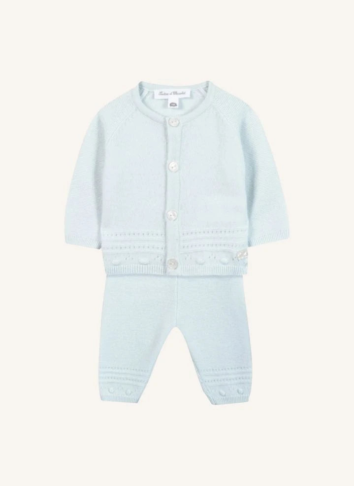 Tartine et Chocolat - Wool Sweater and Pants Set | Light blue