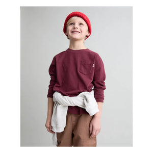 Búho - Organic cotton pocket detail T-shirt | Burgundy