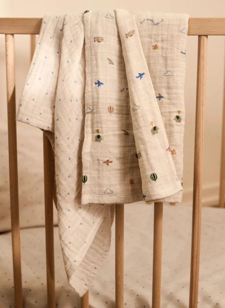 Liewood - Lewis Organic Cotton Cloths - Set of 2 | Star/Flying Mix