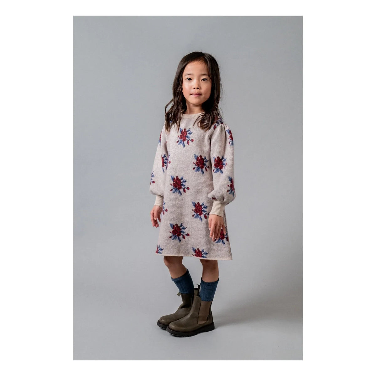 birinit - Colette Floral Merino Wool Dress | Ivory