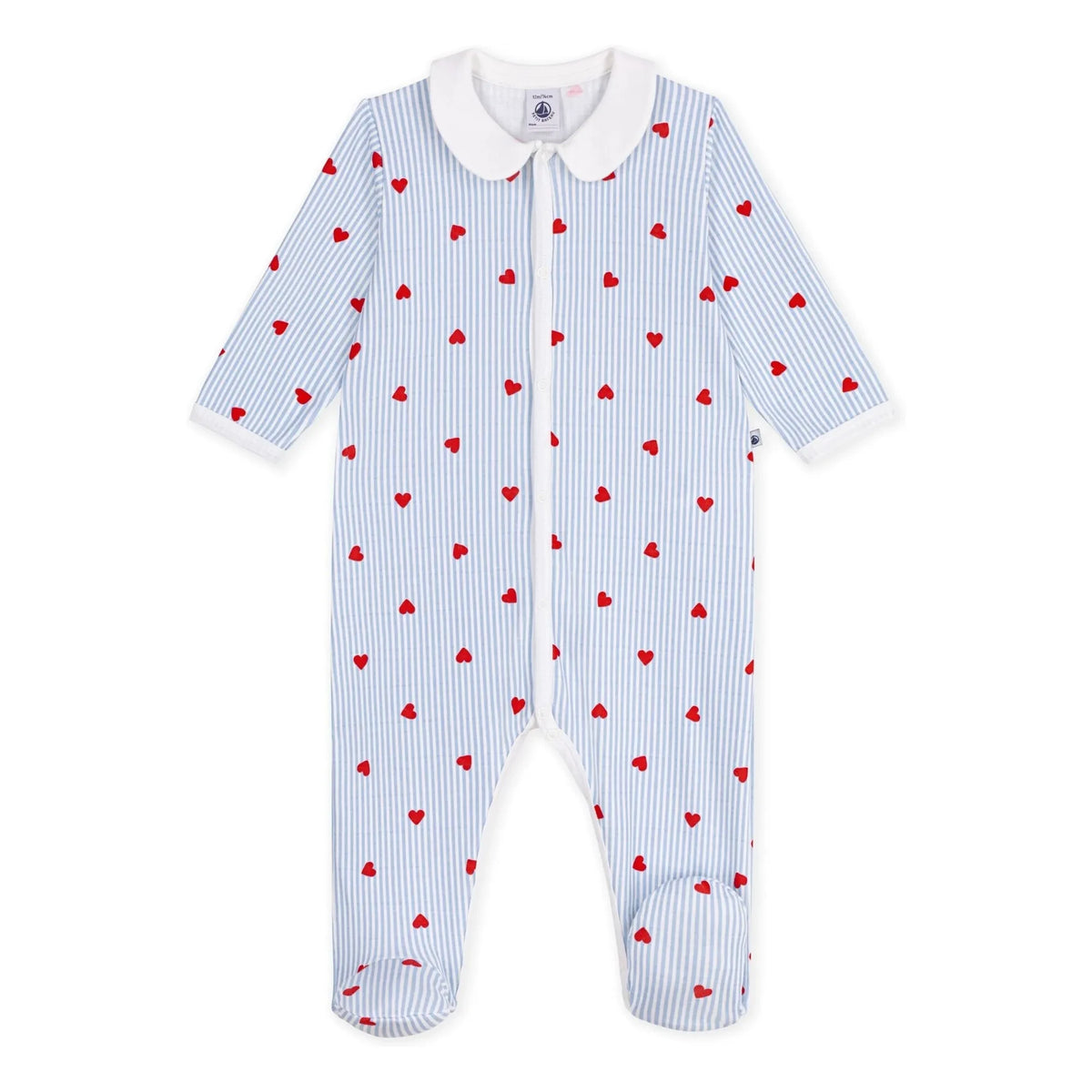Petit Bateau - Striped Pajama Heart Organic Cotton | Blue
