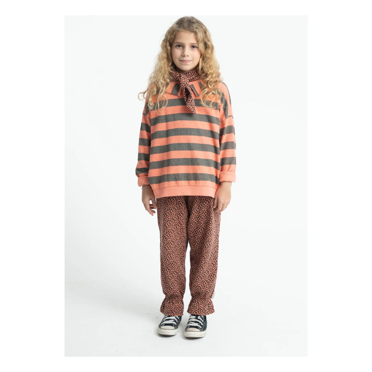Piupiuchick - Striped Collar Organic Cotton | Coral