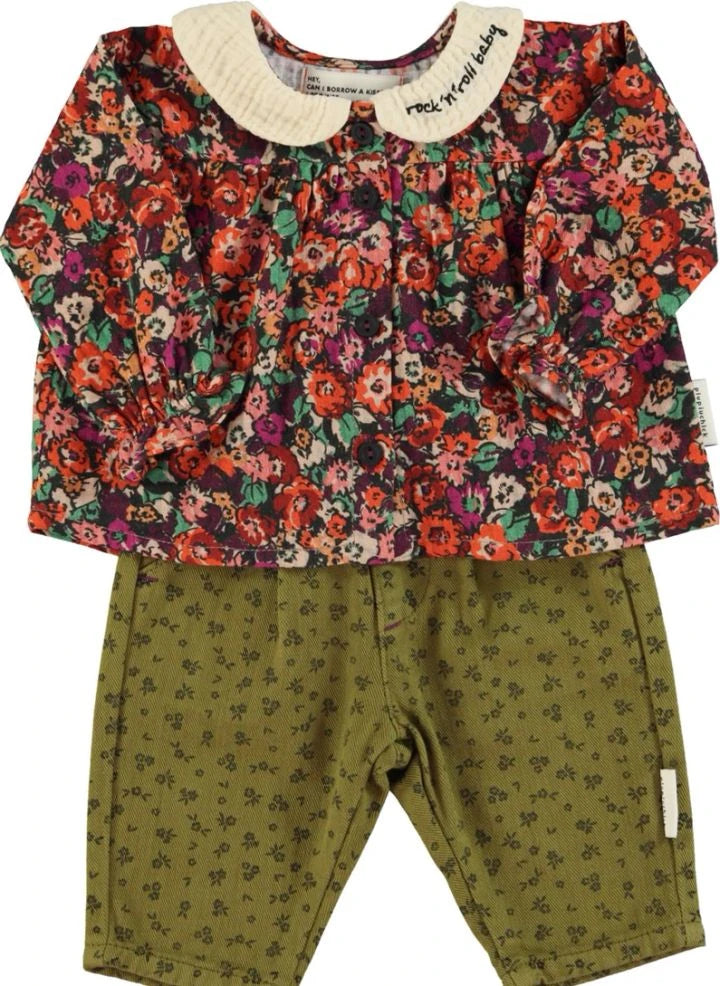 Piupiuchick - Claudine Collar Floral Blouse | Black