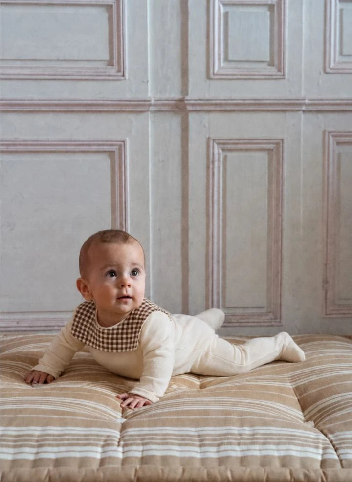 Risu Risu - Organic Cotton Checked Sailor Pajamas | Ecru