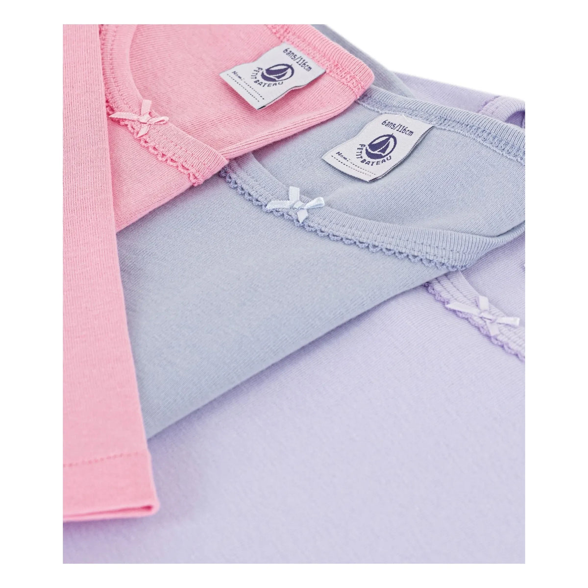 Petit Bateau - Pack of 3 Solid Organic Cotton T-Shirts | Mauve