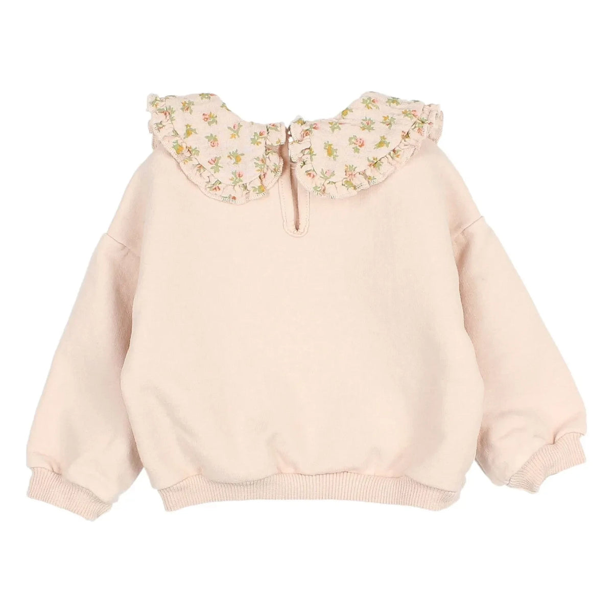 Búho - Organic Cotton Cottage Floral Claudine Collar Baby Sweatshirt | Light Pink
