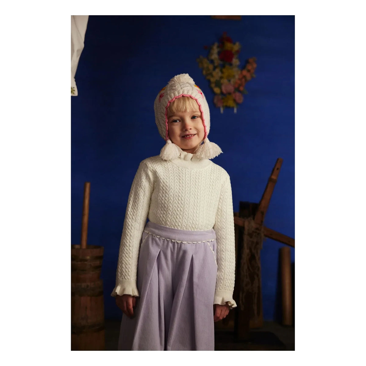 Louise Misha - Java Ruffled Neck Sweater | Cream