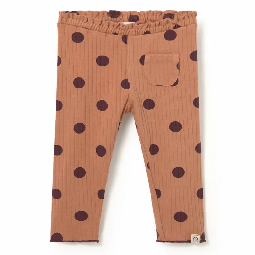 Cozmo - Mika Ruffled Leggings Organic Cotton Dots | Coral
