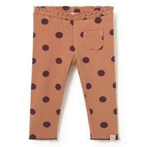 Cozmo - Mika Ruffled Leggings Organic Cotton Dots | Coral