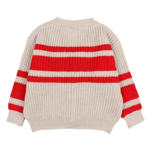 Búho - Striped Cardigan | Red
