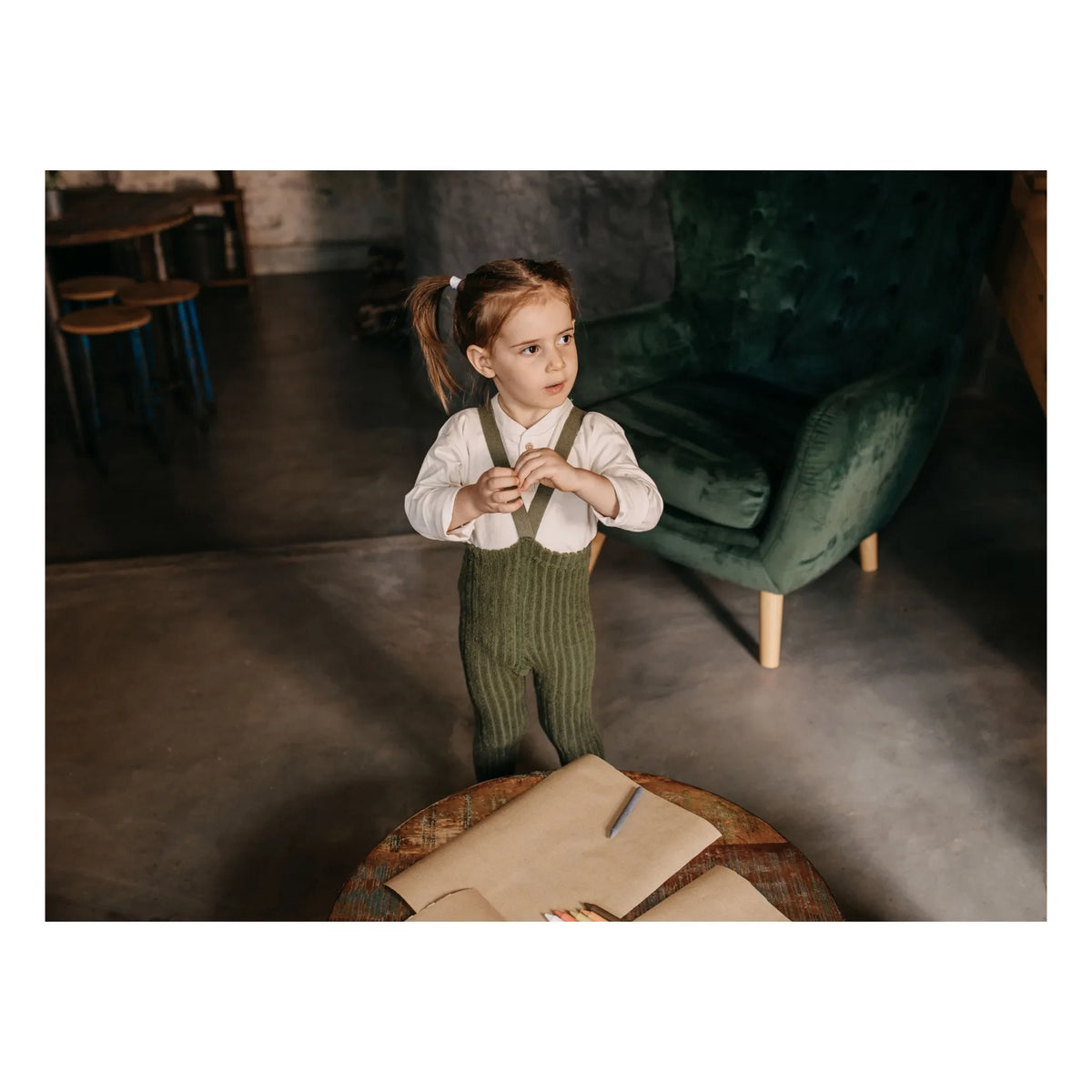 Silly Silas - Teddy Granny Organic Cotton Terry Knit Tights | Olive