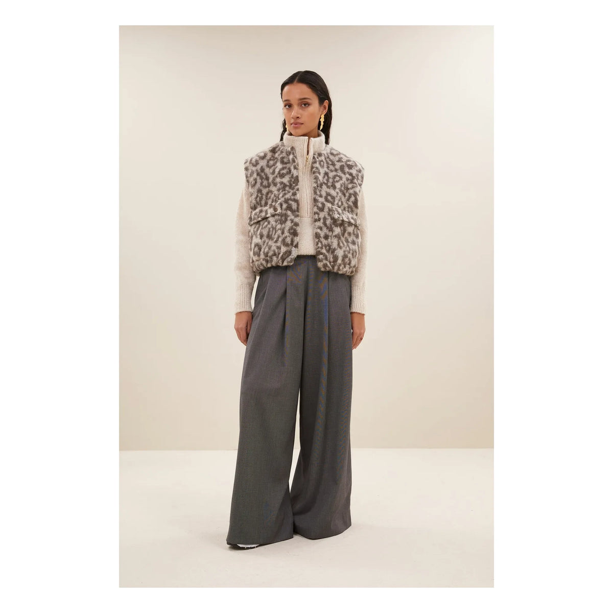 By Bar - Maggie Leopard Wool Sleeveless Jacket | Brown