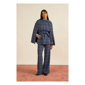 Maria de la Orden - Purple Clery Plaid Wool Cape