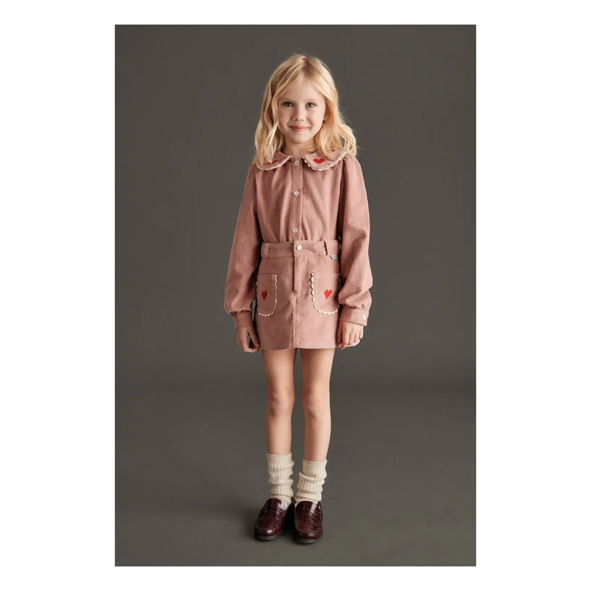 Mipounet - Géraldine Velvet Heart Blouse | Pale Pink