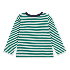 Petit Bateau - Organic cotton striped logo T-shirt | Green