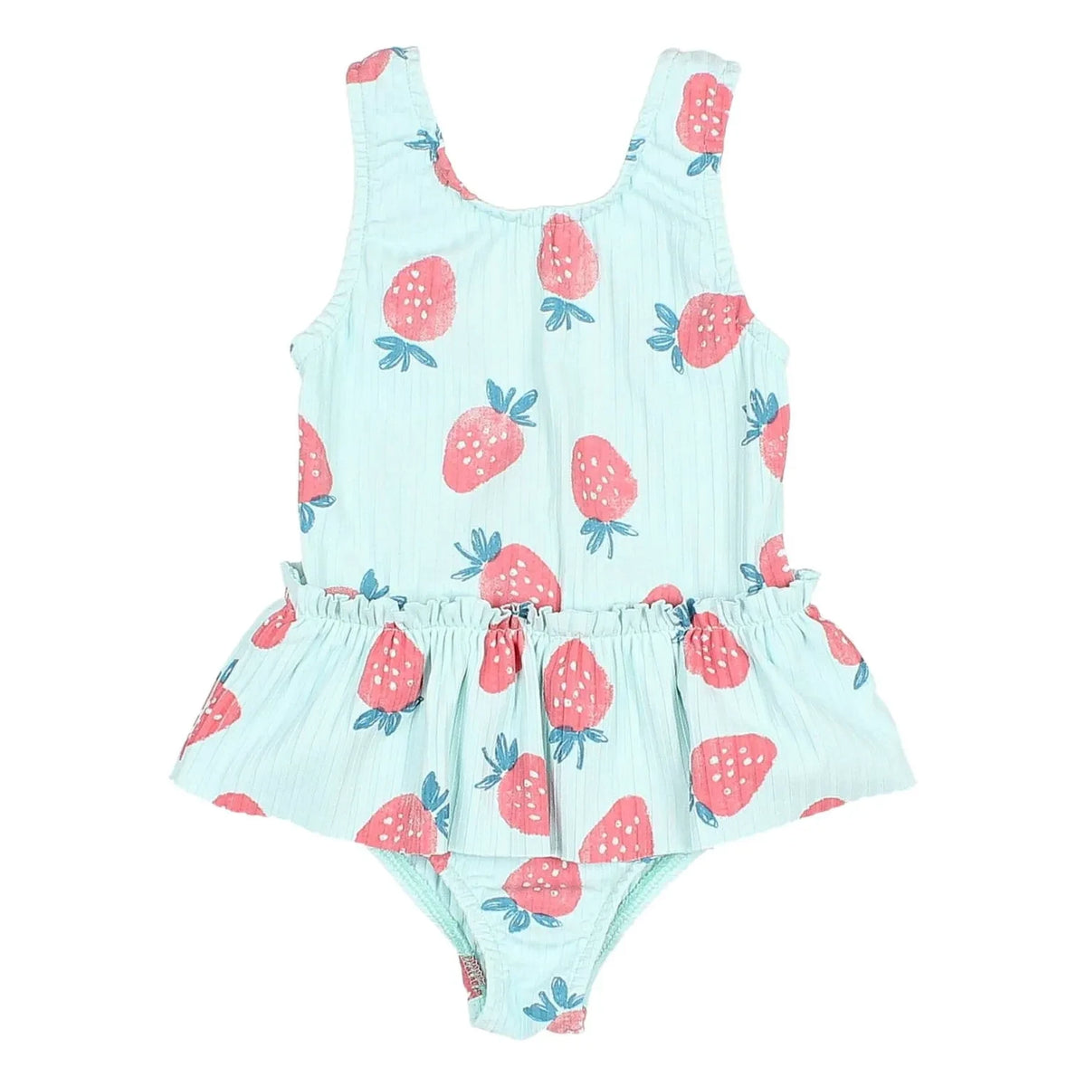 Búho - Baby Strawberry Ribbed Swimsuit | Aqua
