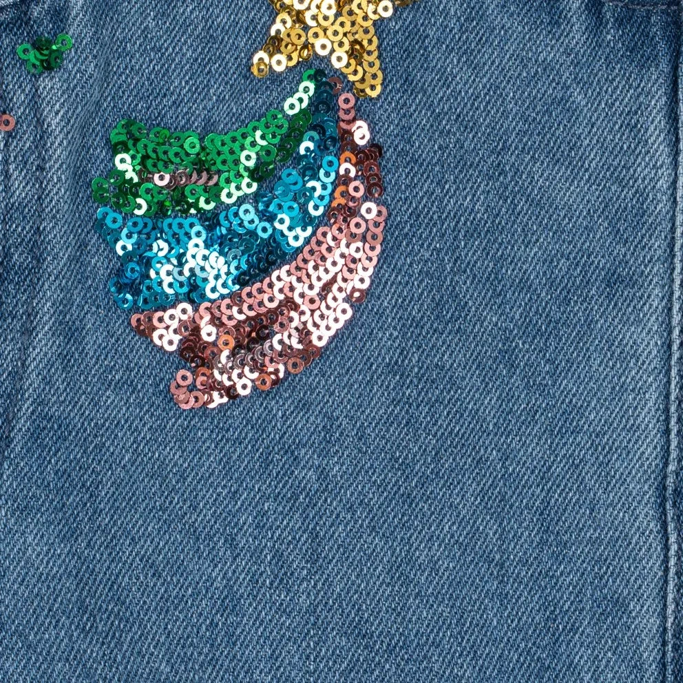 Konges Sløjd - Magot Denim Organic Cotton Sequin Jacket | Blue