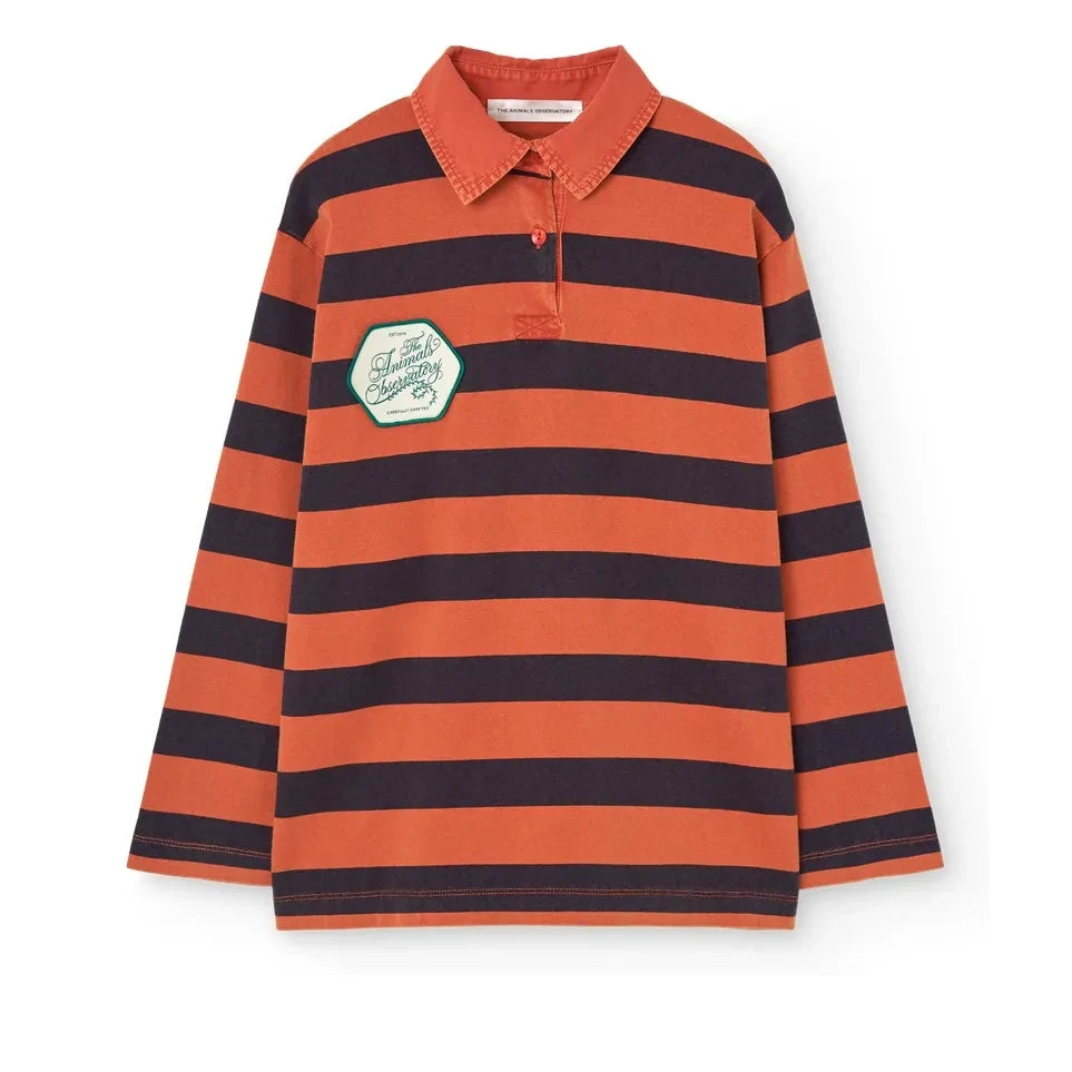 The Animals Observatory - Lionfish Striped Organic Cotton Polo Shirt | Red