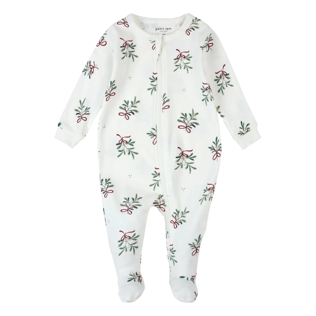 Petit Lem - Goosefoot Footed Organic Cotton Pajamas | White