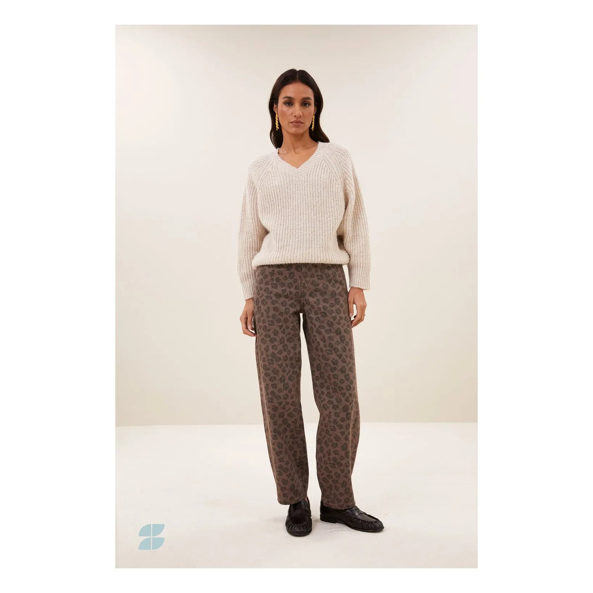 By Bar - Lew Organic Cotton Leopard Pants | Brown