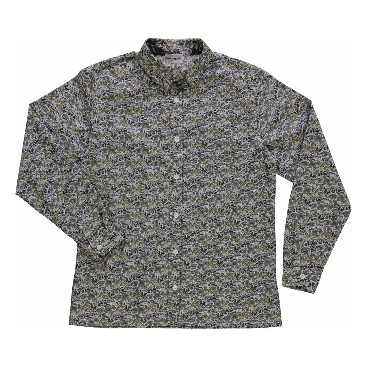 Poudre Organic - Capucine Floral Cotton Voile Shirt - Women's Collection | Blue Green