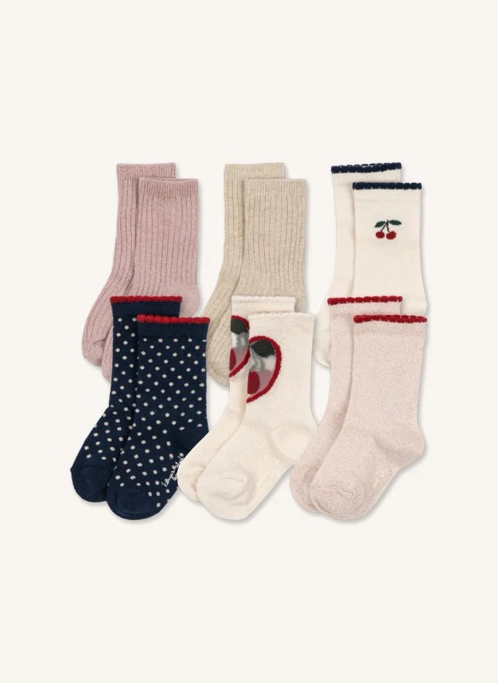 Konges Sløjd - 6-Pair Set of Shiny Socks | Ecru
