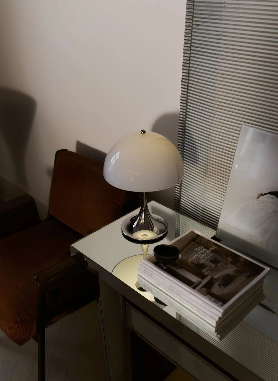 Louis Poulsen - Panthella 250 Portable Table Lamp, Chrome Base, Louis Poulsen | Pearl grey