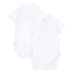 Petit Bateau - Plain Organic Cotton Baby Bodysuits - Set of 2 | White
