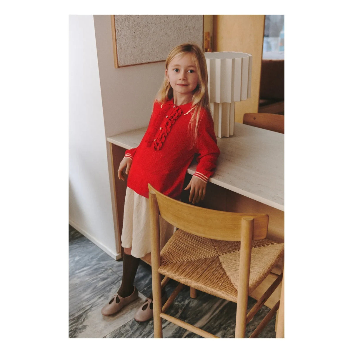FUB - Ruffled Merino Wool Polo Shirt | Red