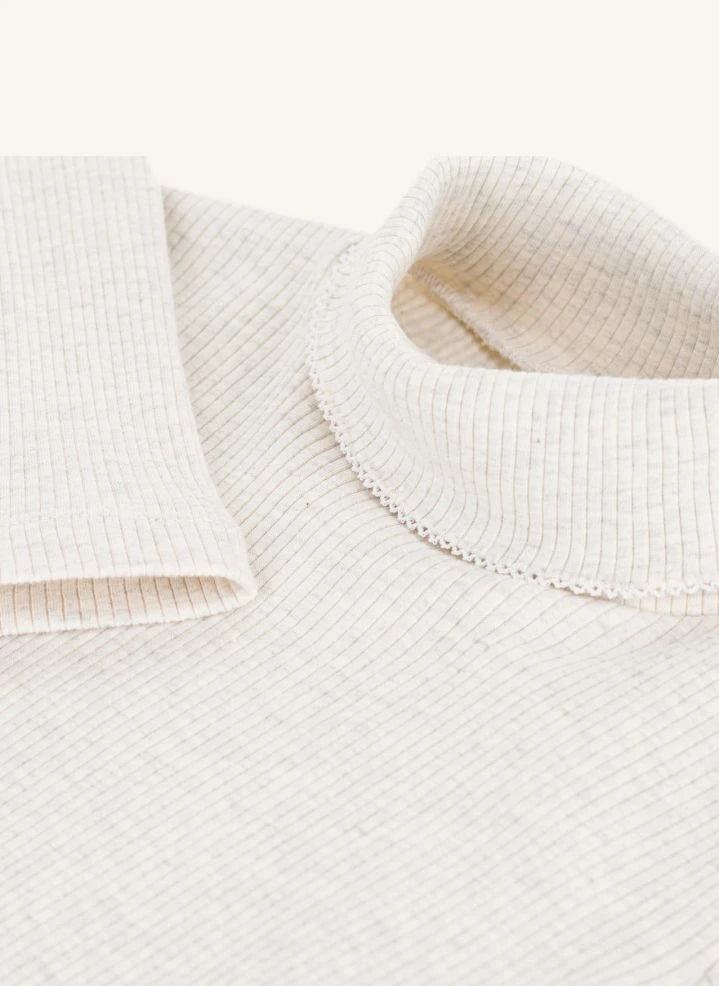 Petit Bateau - Ribbed turtleneck | Speckled beige