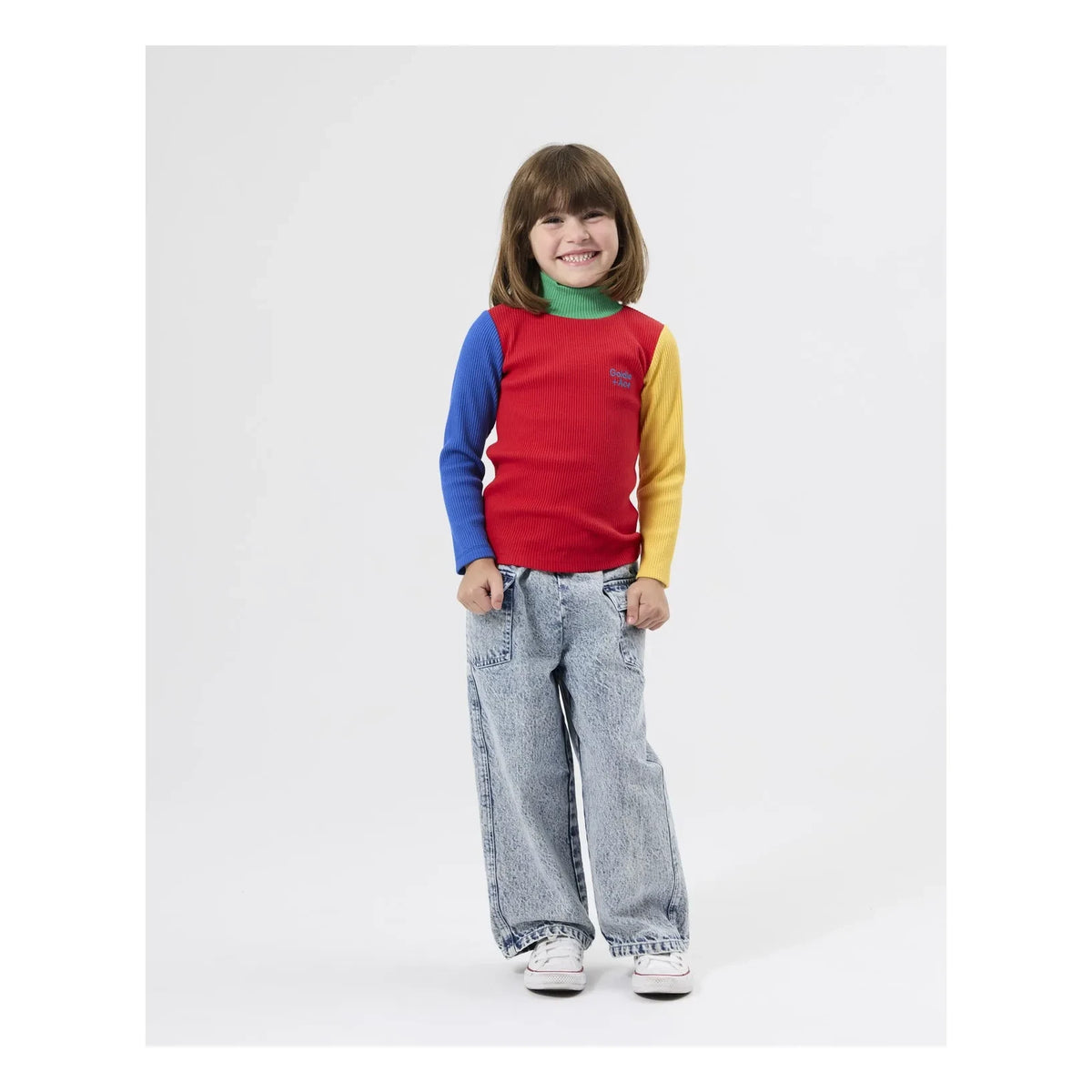 Goldie + Ace - Color Blocked Ribbed Turtleneck | Red