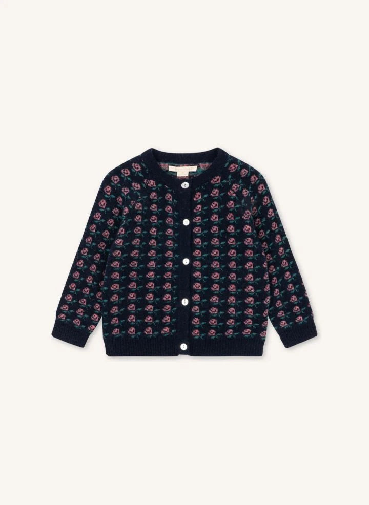 Konges Sløjd - Belou Floral-Patterned Wool Cardigan | Navy