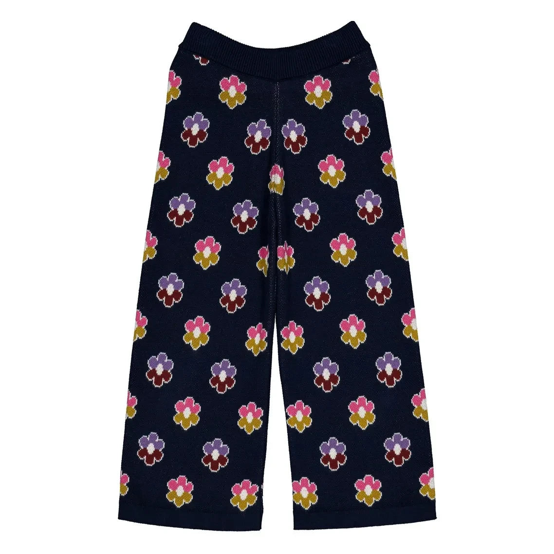 Hello Simone - Mathilda Floral Pattern Knit Pants | Navy