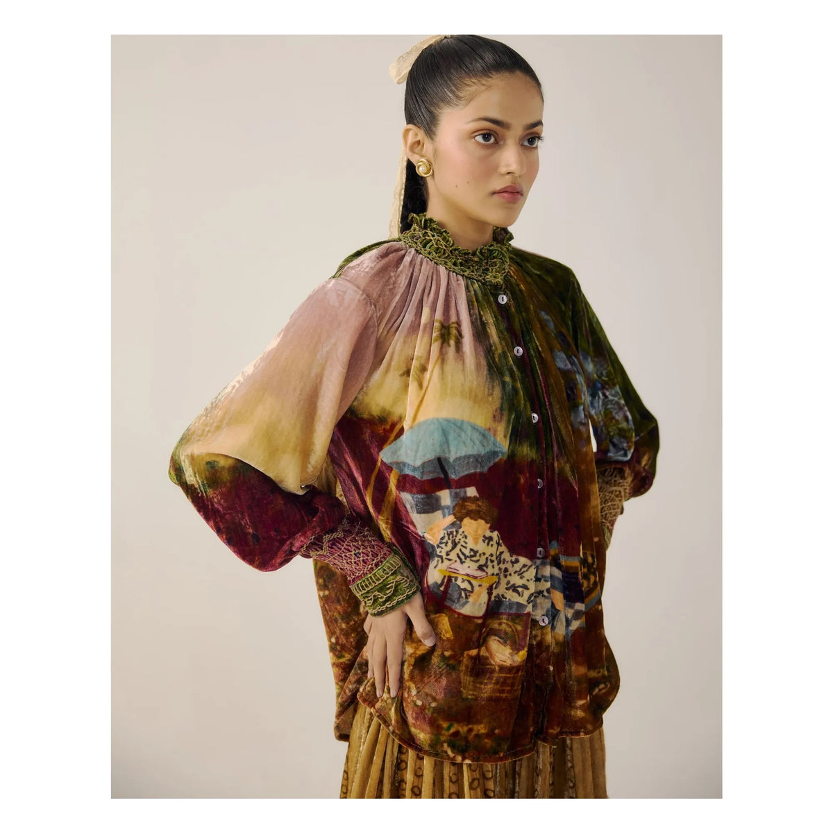 CORD - Farmer Lakeside Velvet Blouse | Burgundy